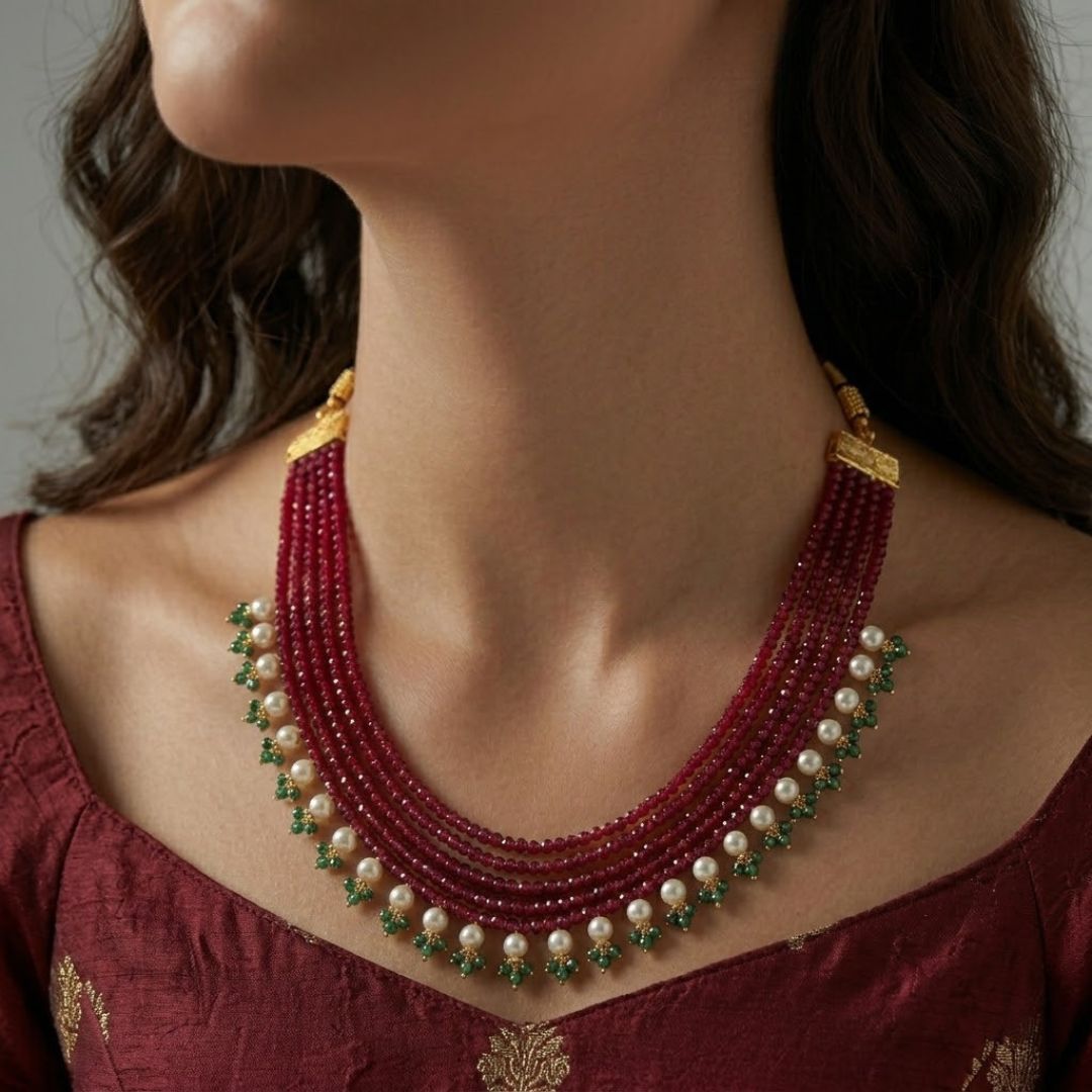 Ruby Royale Pearl Cascade Necklace