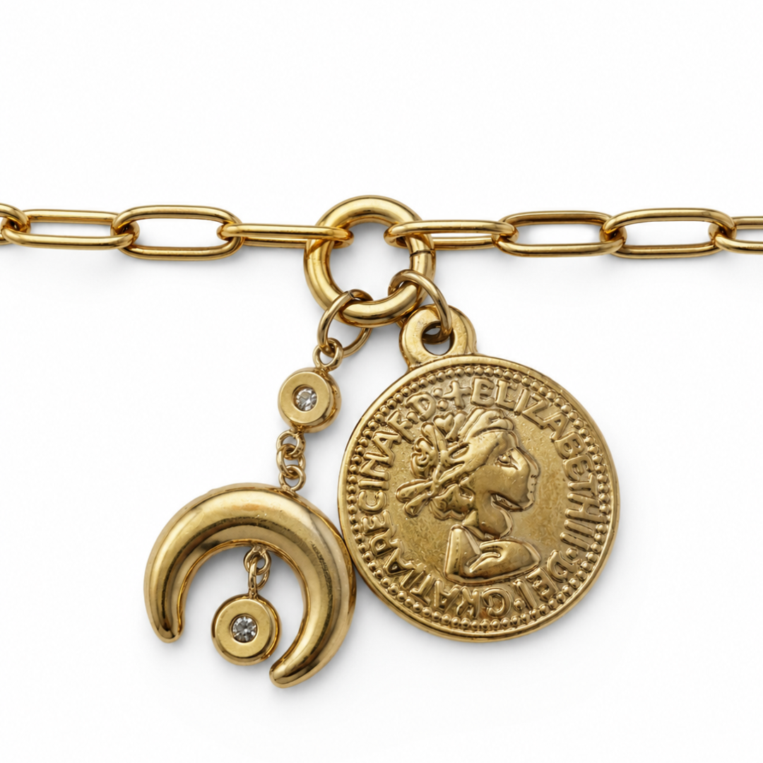 Luna Charm Link Bracelet – Gold Finish