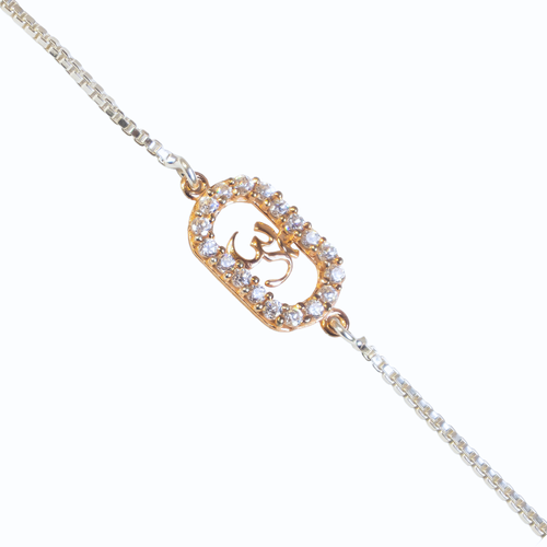 92.5 Silver Rose Gold Radiance Om Rakhi