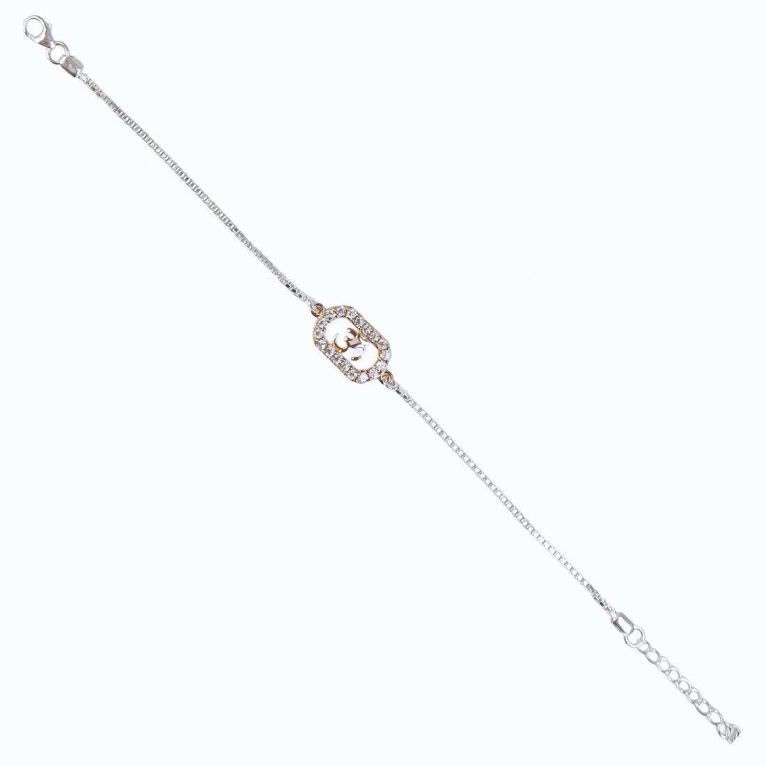 92.5 Silver Rose Gold Radiance Om Rakhi