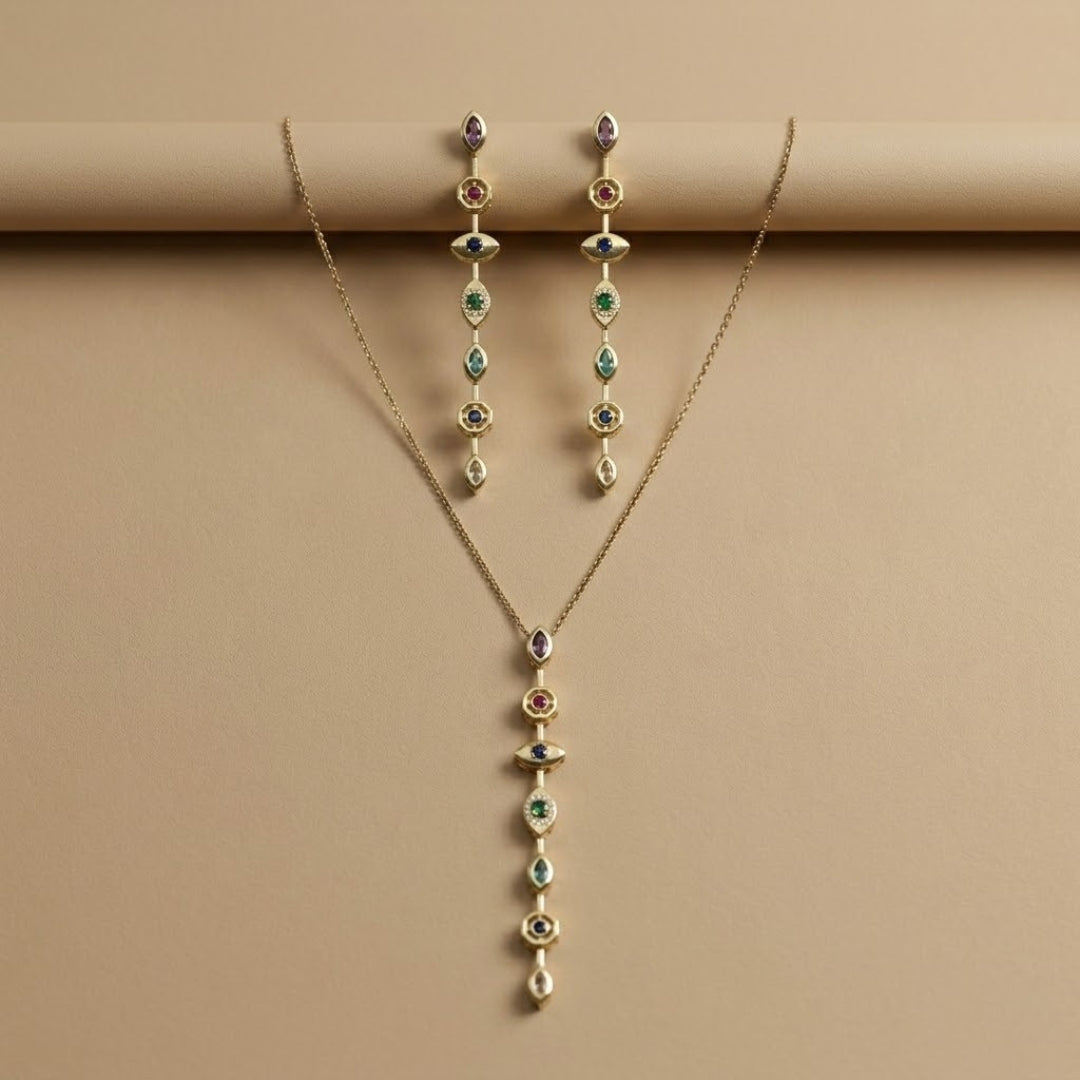 Astra Relique Multi Stone Necklace Set