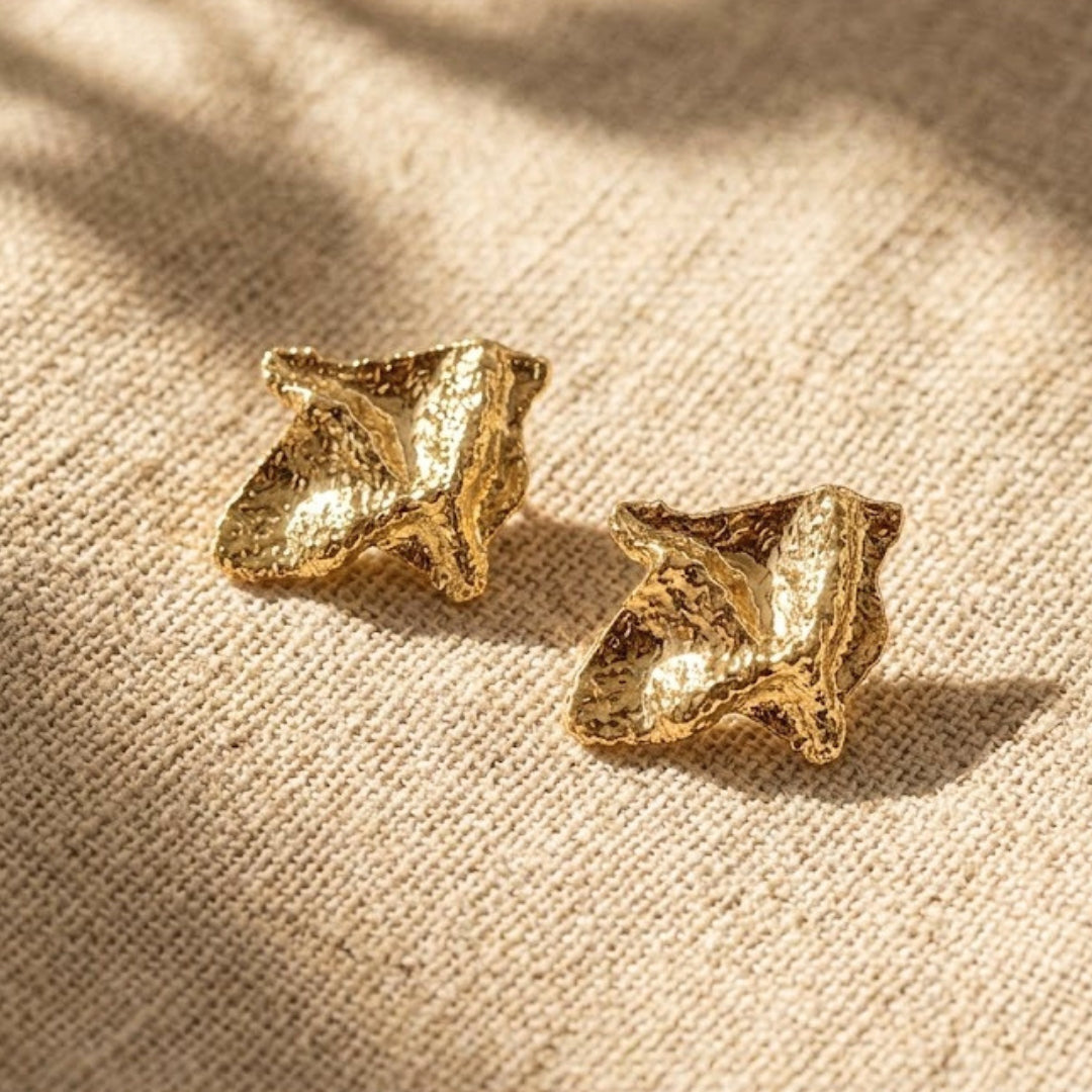 Aurelia Crushed Gold Stud Earrings