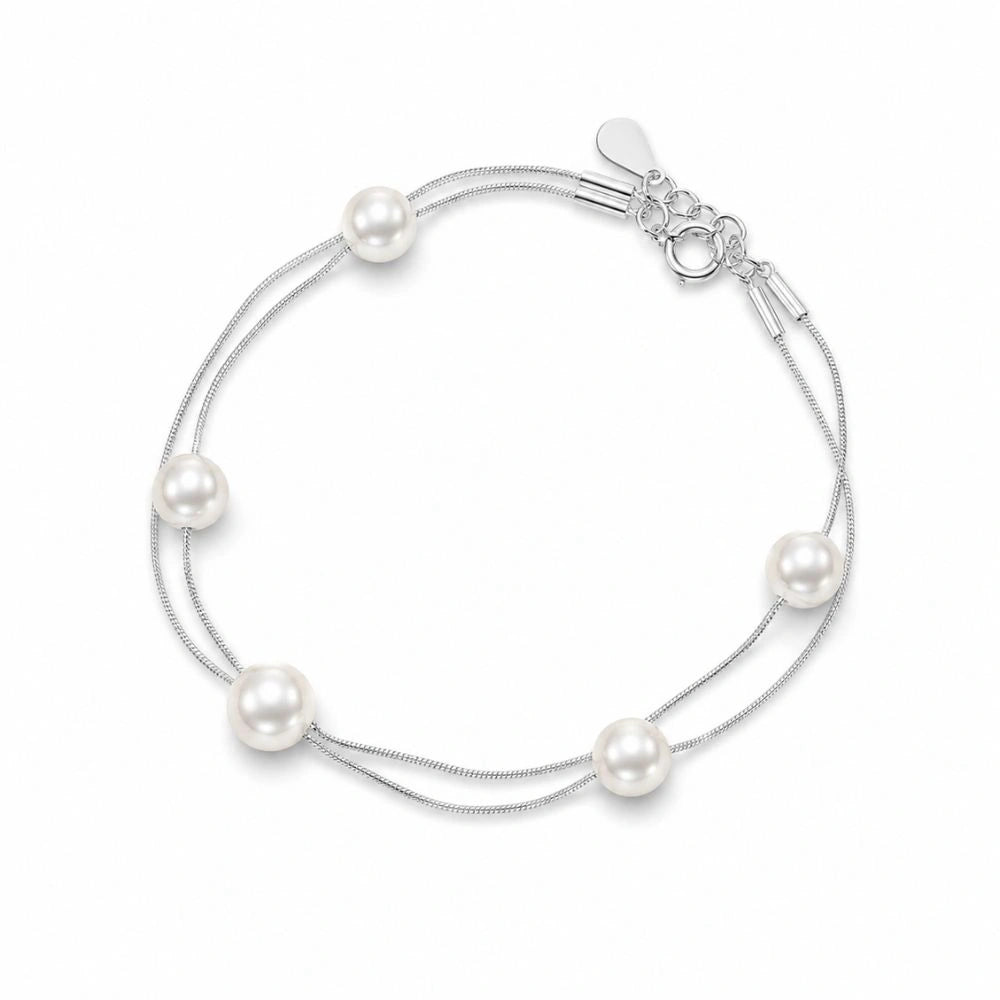 Silver Pearl Layered Bracelet 925