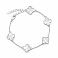 Silver Blossom Clover Chain Bracelet 925