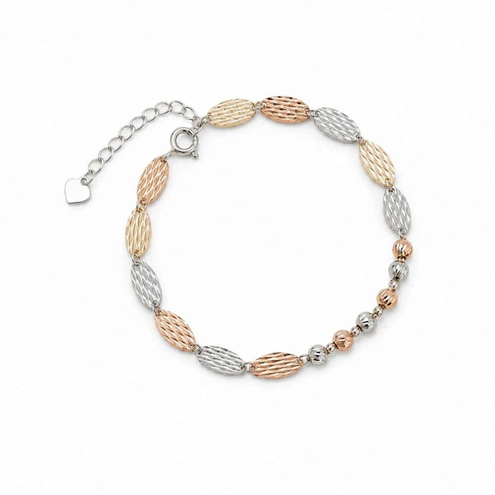 Silver Dual Tone Hammered Bracelet 925