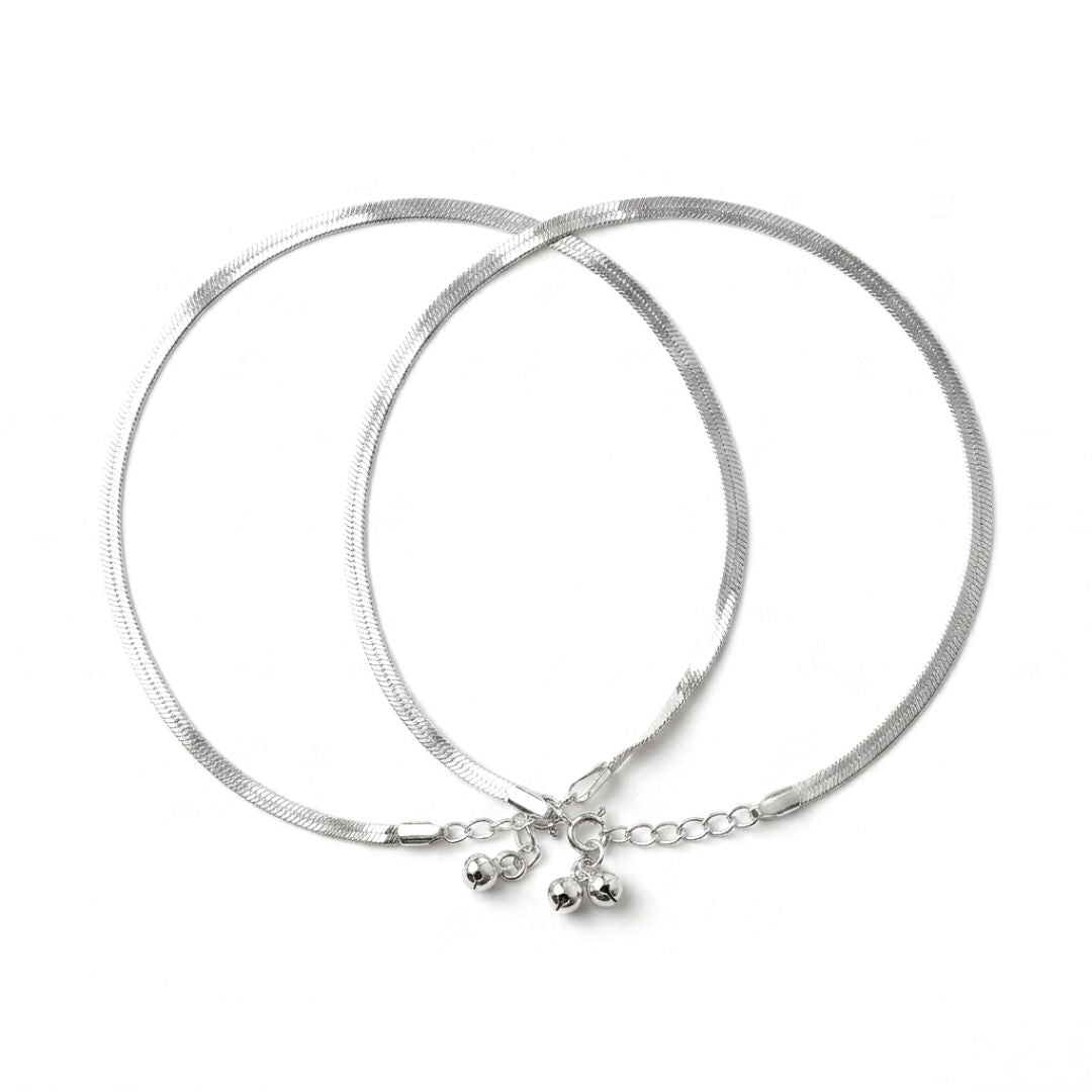 Silver Whisper Anklet Set (Pair)
