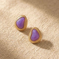 Amethyst Glow Gold Stud Earrings