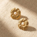 Pearl Bloom Gold Stud Earrings