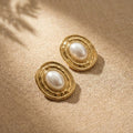 Celestia Pearl Halo Stud Earrings