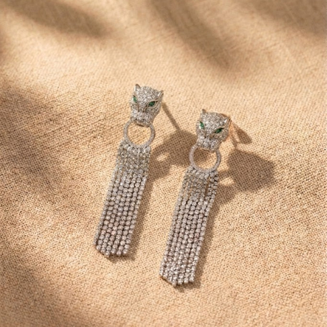 Panthéra Crystal Tassel Earrings