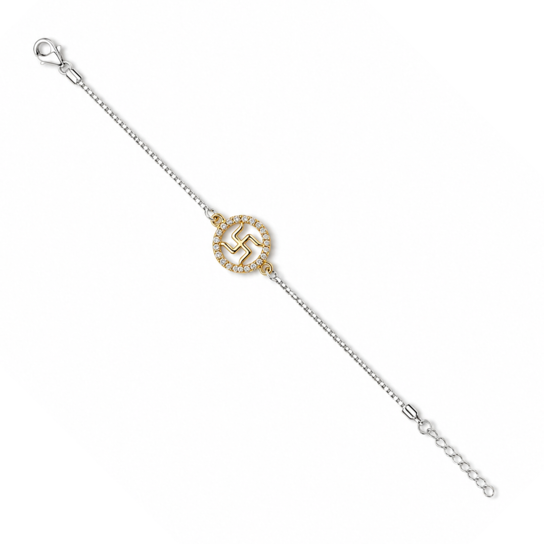 92.5 Silver Gold Radiance Swastik Kids Rakhi
