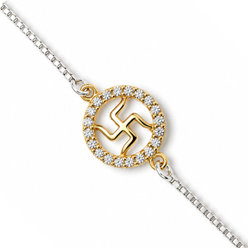 92.5 Silver Gold Radiance Swastik Kids Rakhi