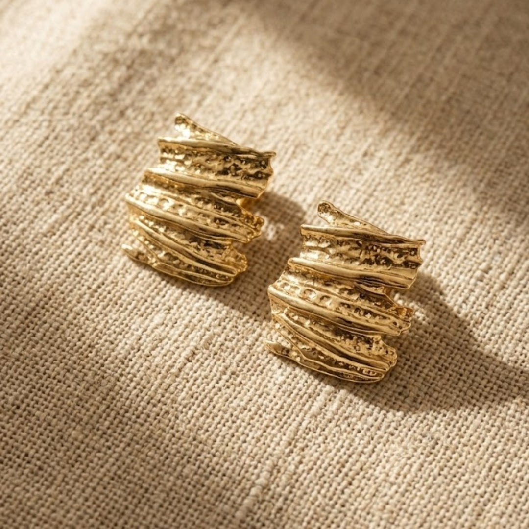 Aureva Textured Layered Stud Earrings