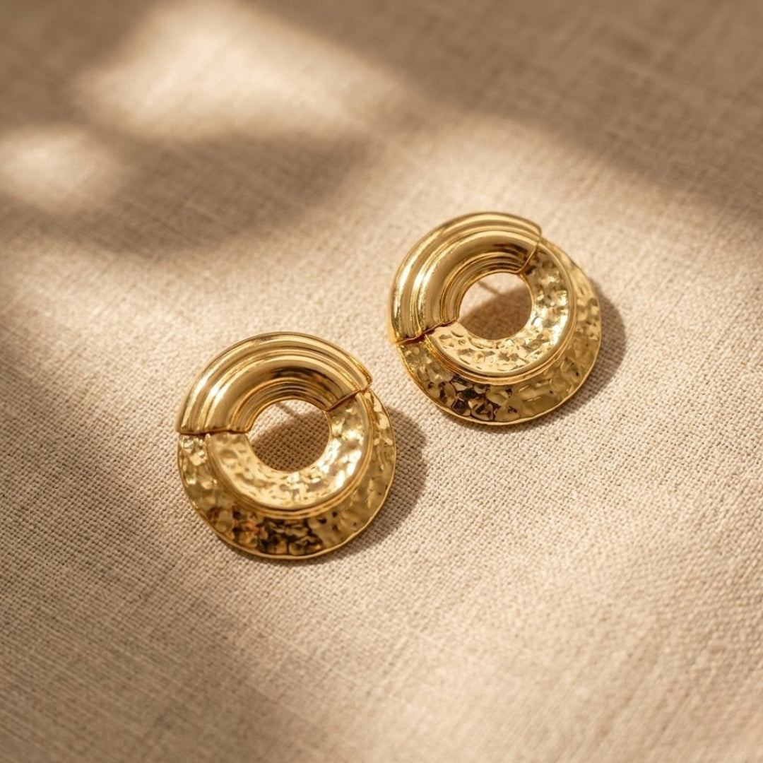 Celeste Textured Circle Stud Earrings