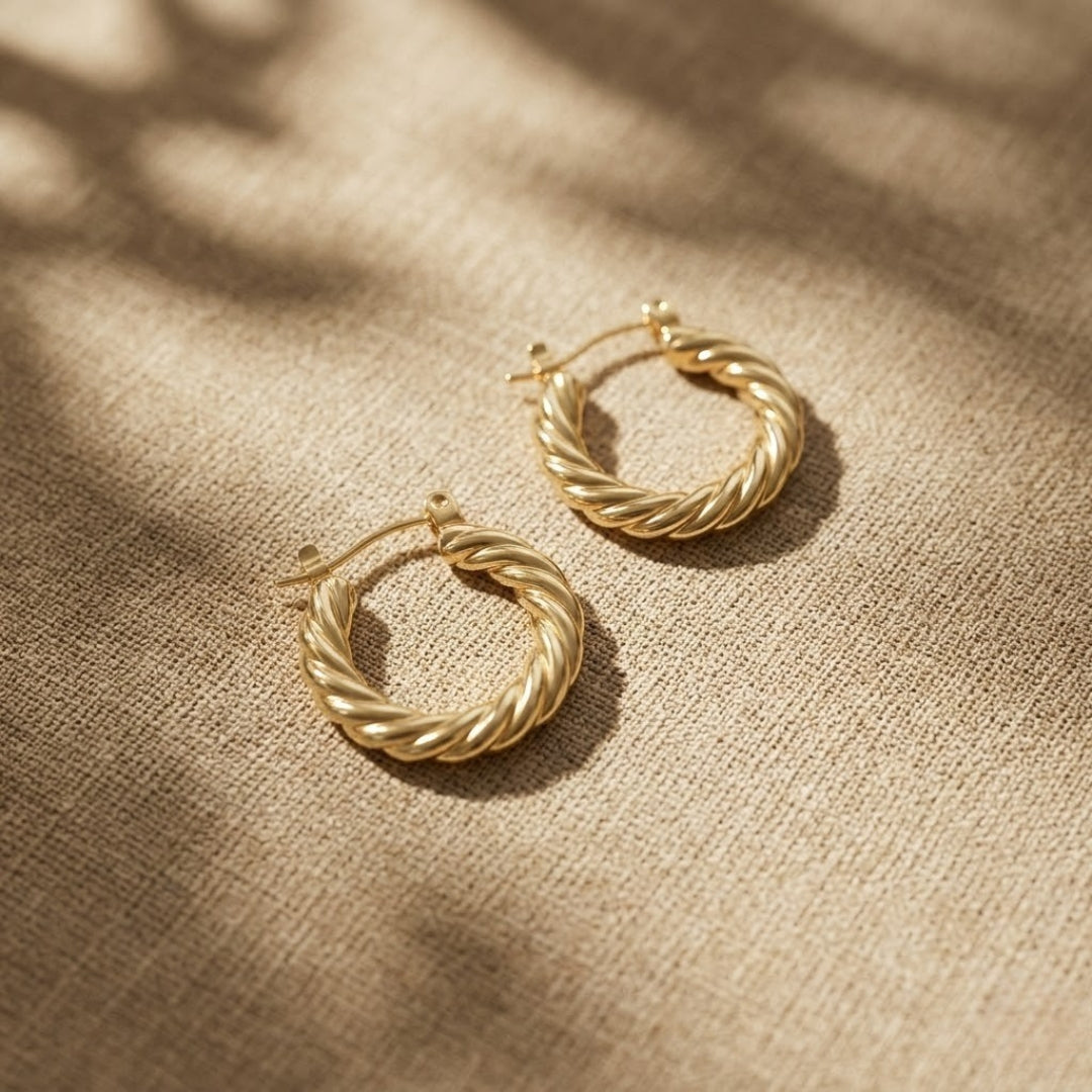 Lunara Twisted Gold Hoop Earrings