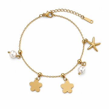 Ocean Bloom Charm Bracelet – Gold Edition