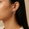 Amethyst Glow Gold Stud Earrings