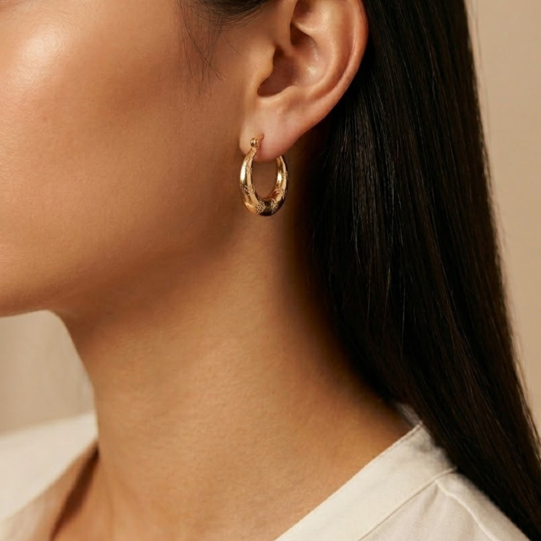 Vintage Textured Gold Hoop Earrings
