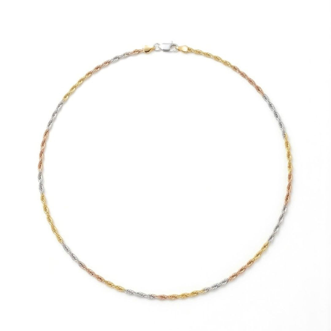 Trinity Twist Necklace – 3 Tone Braided Chain