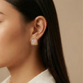 Blush Quartz Square Stud Earrings