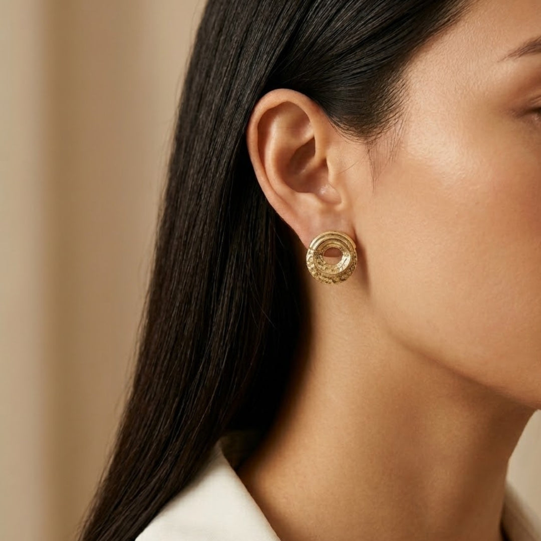Celeste Textured Circle Stud Earrings