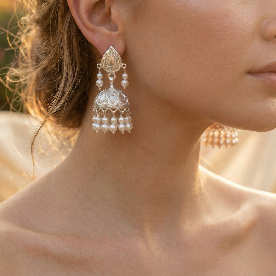 Pearl Jhumkas 925 Silver