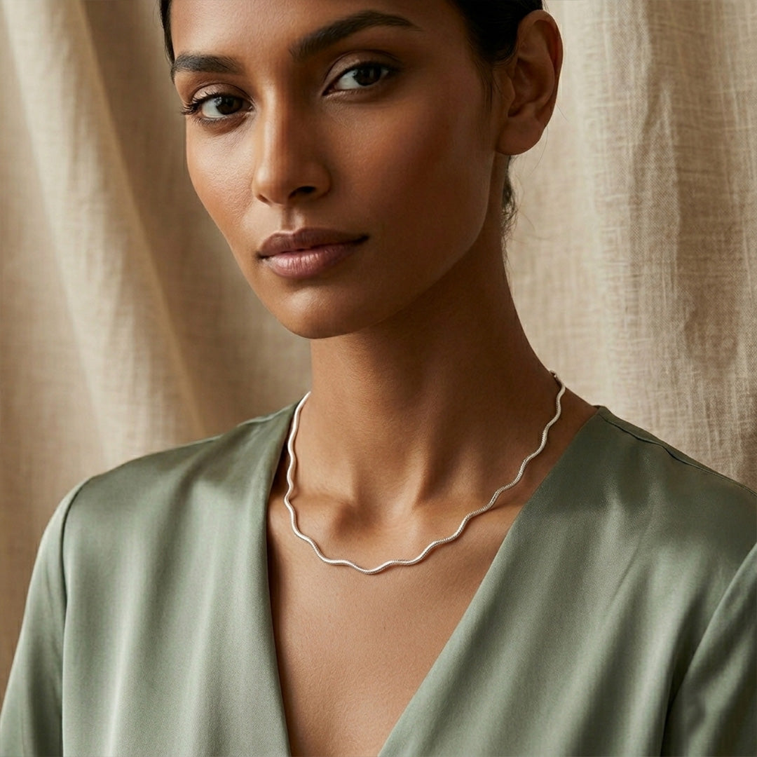 925 Silver Ripple Strand Necklace