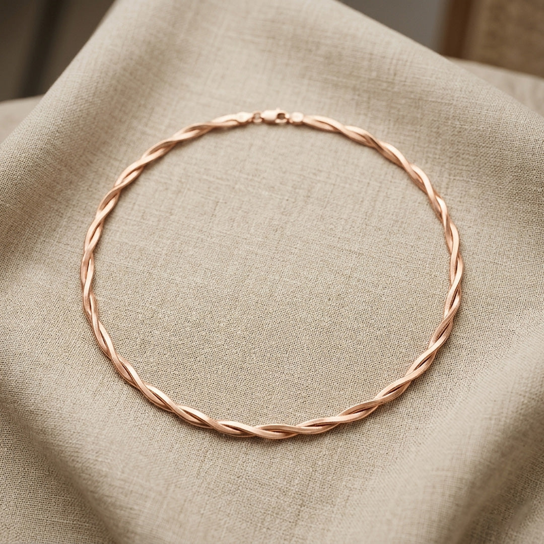 925 Silver (Rose Gold) Braid snake chain necklace