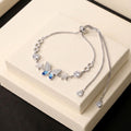 Silver Azure Blue Butterfly Star Adjustable Bracelet 925