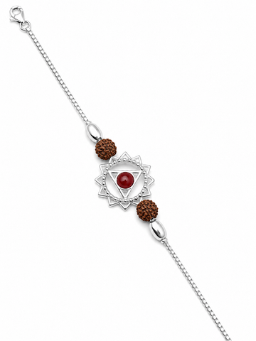 92.5 Silver Garmet Chakra Rudraksha Rakhi