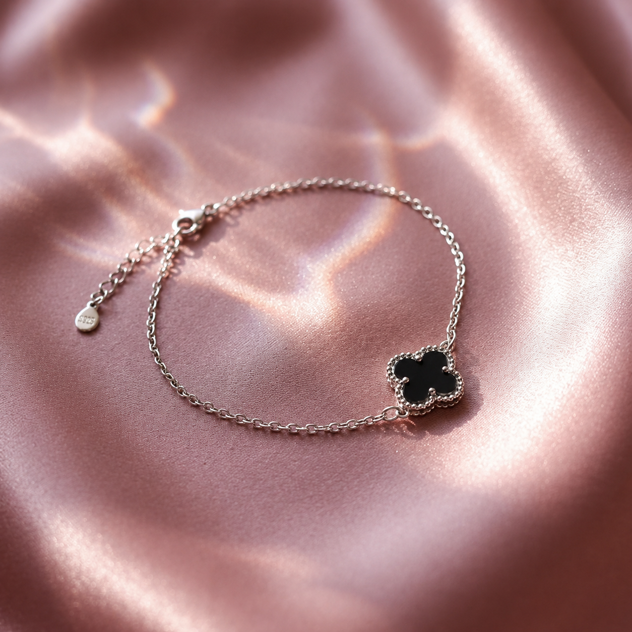 Midnight Clover Charm Bracelet