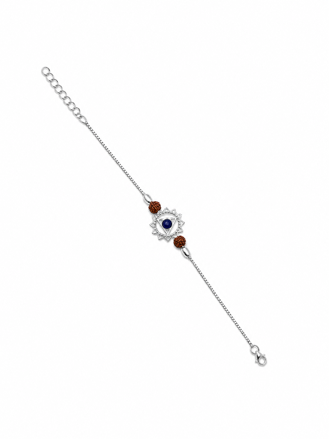 92.5 Silver Lapis Lauzali Chakra Rudraksha Rakhi
