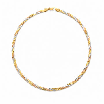 3 Tone Braid Snake Chain Necklace 925 Silver