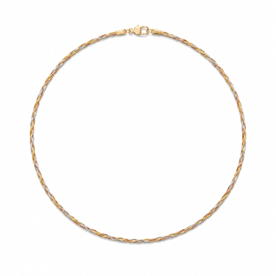 3 Tone Sleek Chain Necklace 925 Silver