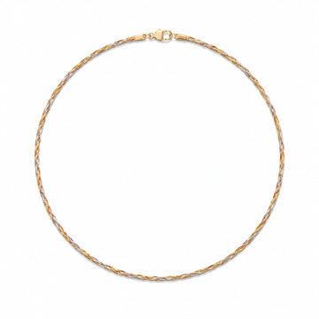 3 Tone Sleek Chain Necklace 925 Silver