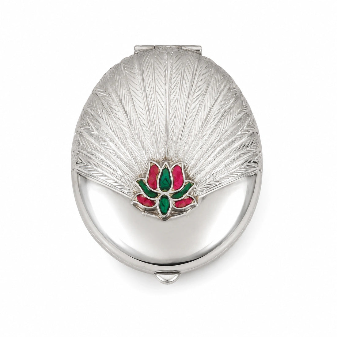 Lotus Kumkum Box with Meenakari Work | 925 Silver 56 Grams
