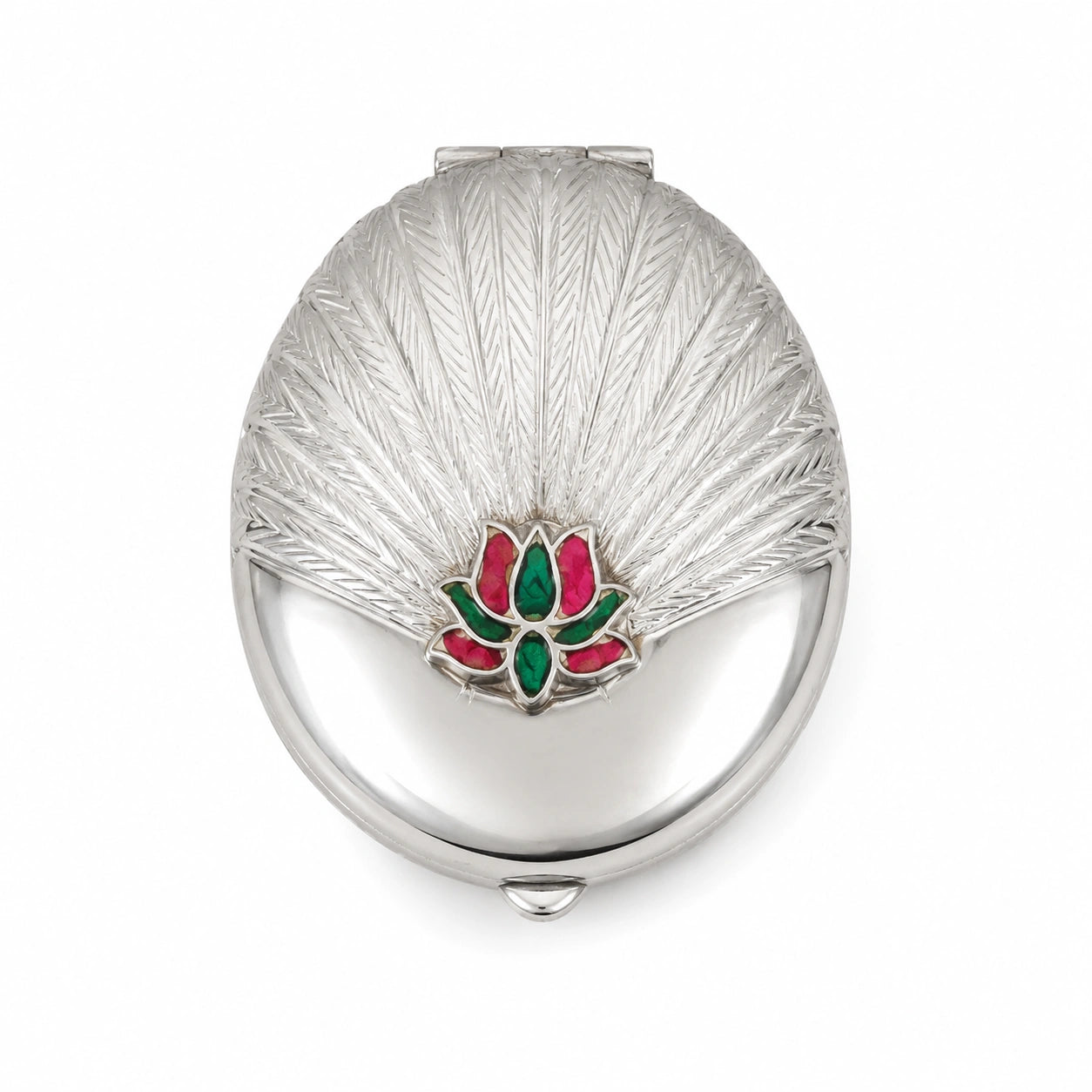 Lotus Kumkum Box with Meenakari Work | 925 Silver 56 Grams