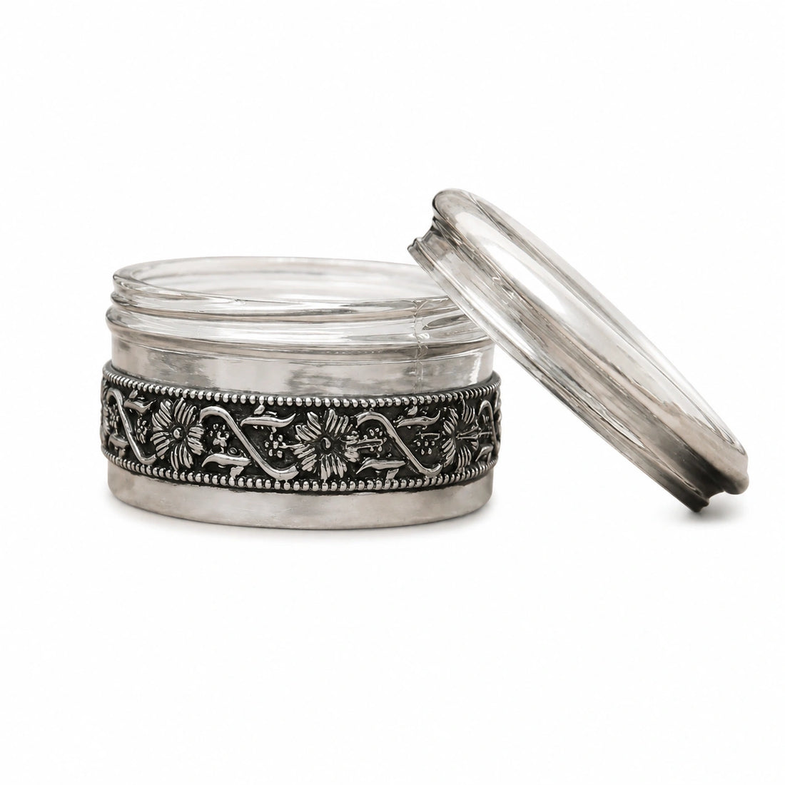 Silver Round Kumkum Box, Hand-Engraved 925  | 32 Grams Silver