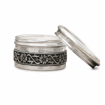 Silver Round Kumkum Box, Hand-Engraved 925  | 32 Grams Silver