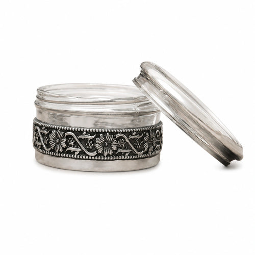 Silver Round Kumkum Box, Hand-Engraved 925  | 32 Grams Silver