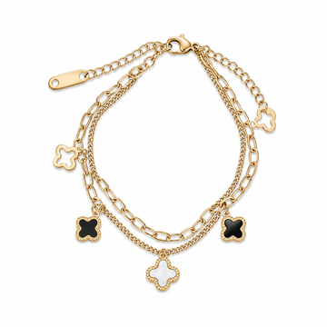 Clover Charm Rose Gold Layered Bracelet