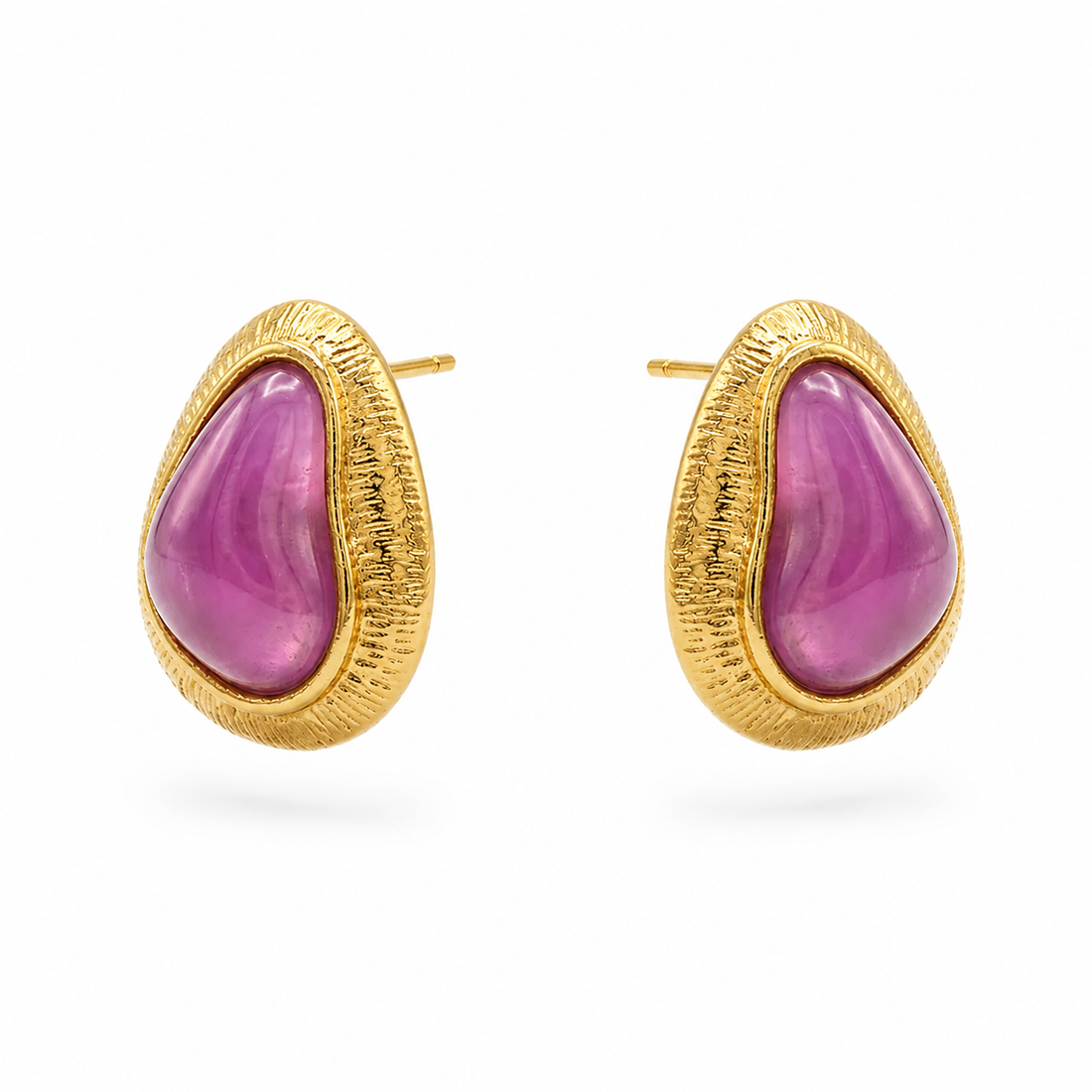Amethyst Glow Gold Stud Earrings