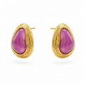 Amethyst Glow Gold Stud Earrings