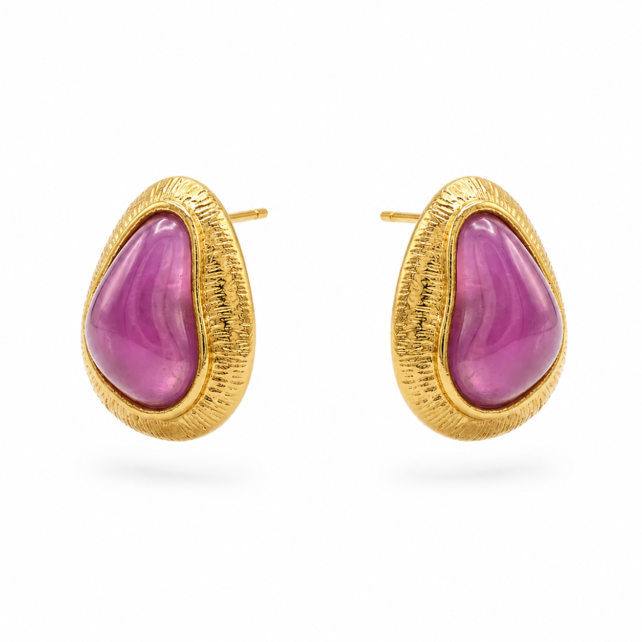 Amethyst Glow Gold Stud Earrings