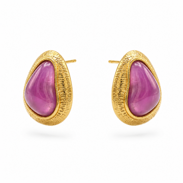 Amethyst Glow Gold Stud Earrings