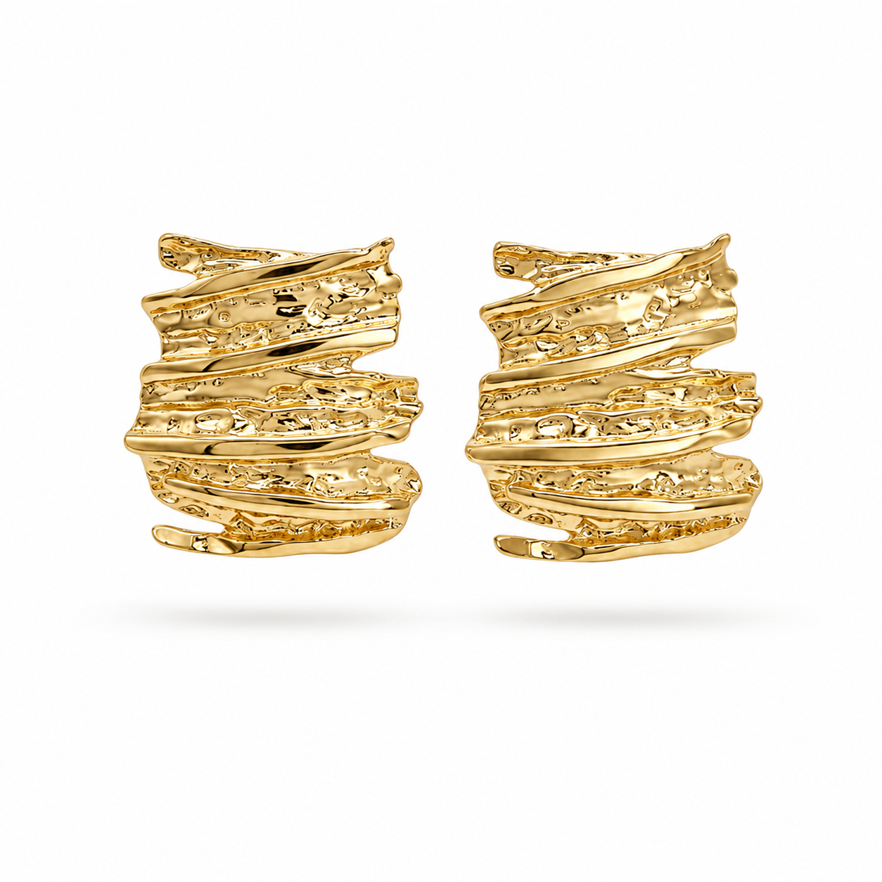 Aureva Textured Layered Stud Earrings
