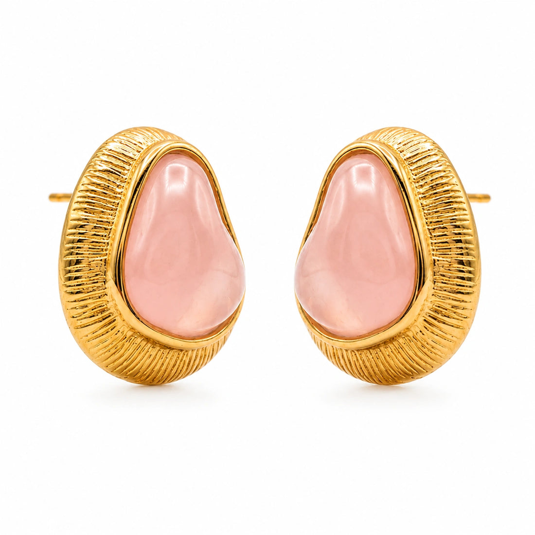 Blush Stone Gold Stud Earrings