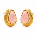 Blush Stone Gold Stud Earrings