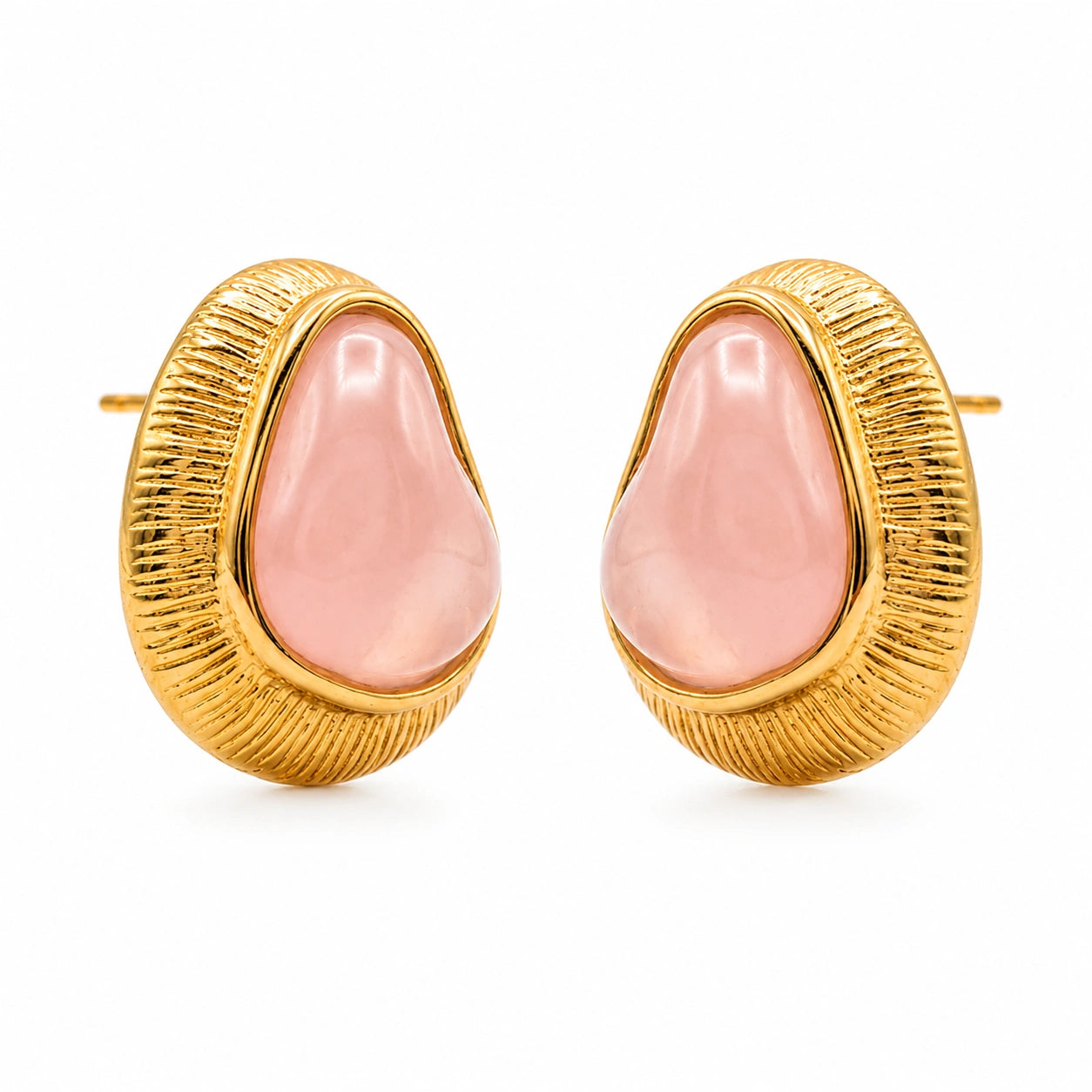 Blush Stone Gold Stud Earrings