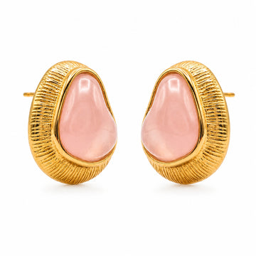 Blush Stone Gold Stud Earrings